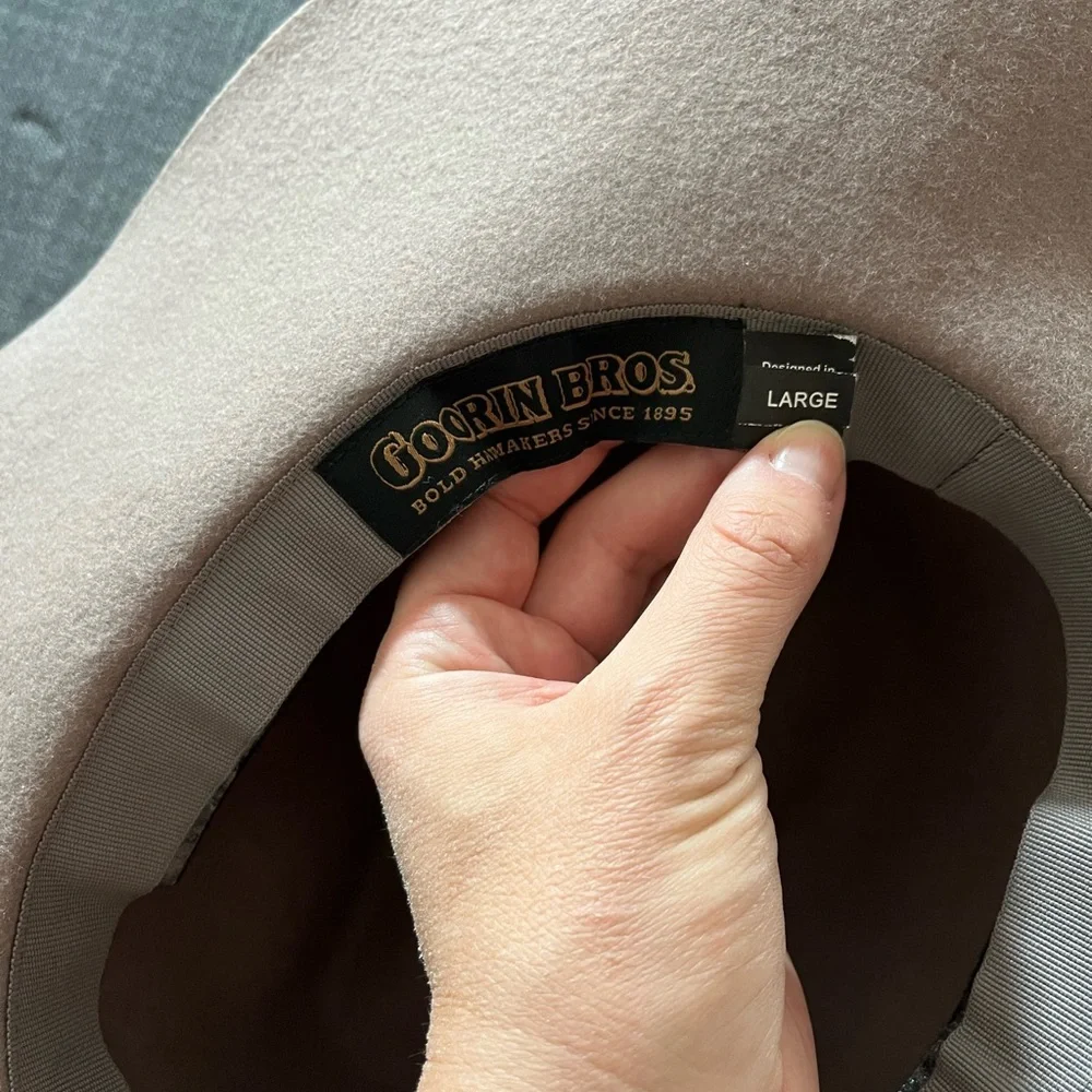 Goorin Bros 100% Wool Hat, 4-inch Brim, Taupe, Women’s Sz Large - Picture 5 of 7